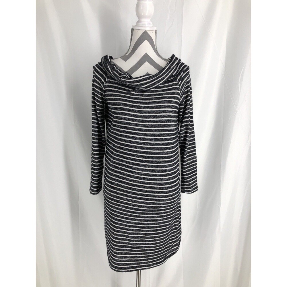 Everly Striped Off The Shoulder Sweater Dress Medium Black And White